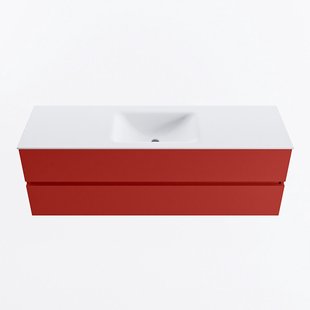 MONDIAZ VICA 150cm badmeubel onderkast Fire 2 lades. Wastafel CLOUD midden 1 kraangat, kleur Talc.