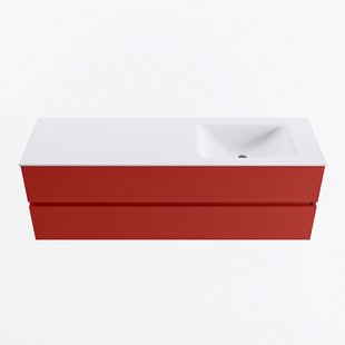 MONDIAZ VICA 150cm badmeubel onderkast Fire 2 lades. Wastafel CLOUD rechts 1 kraangat, kleur Talc.