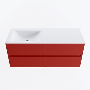 MONDIAZ VICA 120cm badmeubel onderkast Fire 4 lades. Wastafel CLOUD links 1 kraangat, kleur Talc.