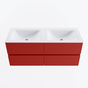 MONDIAZ VICA 120cm badmeubel onderkast Fire 4 lades. Wastafel CLOUD dubbel 2 kraangaten, kleur Talc.