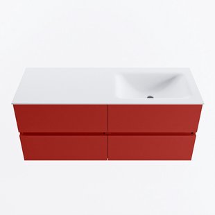 MONDIAZ VICA 120cm badmeubel onderkast Fire 4 lades. Wastafel CLOUD rechts zonder kraangat, kleur Talc.