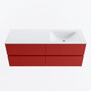 MONDIAZ VICA 130cm badmeubel onderkast Fire 4 lades. Wastafel CLOUD rechts 1 kraangat, kleur Talc.