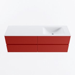 MONDIAZ VICA 150cm badmeubel onderkast Fire 4 lades. Wastafel CLOUD rechts 1 kraangat, kleur Talc.