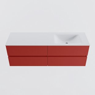 MONDIAZ VICA 150cm badmeubel onderkast Fire 4 lades. Wastafel CLOUD rechts zonder kraangat, kleur Talc.