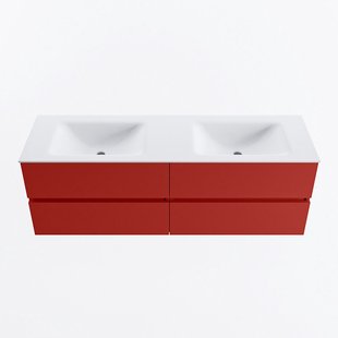 MONDIAZ VICA 150cm badmeubel onderkast Fire 4 lades. Wastafel CLOUD dubbel zonder kraangat, kleur Talc.