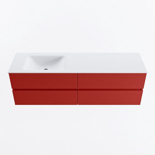 MONDIAZ VICA 160cm badmeubel onderkast Fire 4 lades. Wastafel CLOUD links 1 kraangat, kleur Talc.