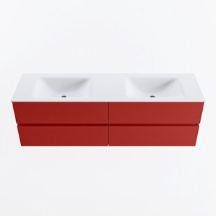 MONDIAZ VICA 160cm badmeubel onderkast Fire 4 lades. Wastafel CLOUD dubbel 2 kraangaten, kleur Talc.