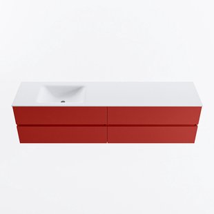 MONDIAZ VICA 190cm badmeubel onderkast Fire 4 lades. Wastafel CLOUD links zonder kraangat, kleur Talc.