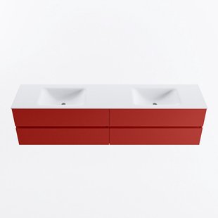 MONDIAZ VICA 200cm badmeubel onderkast Fire 4 lades. Wastafel CLOUD dubbel zonder kraangat, kleur Talc.