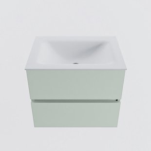 MONDIAZ VICA 60cm badmeubel onderkast Greey 2 lades. Wastafel CLOUD midden zonder kraangat, kleur Talc.