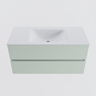 MONDIAZ VICA 100cm badmeubel onderkast Greey 2 lades. Wastafel CLOUD midden 1 kraangat, kleur Talc.