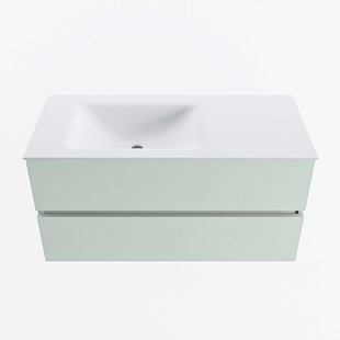 MONDIAZ VICA 100cm badmeubel onderkast Greey 2 lades. Wastafel CLOUD links 1 kraangat, kleur Talc.