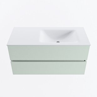 MONDIAZ VICA 100cm badmeubel onderkast Greey 2 lades. Wastafel CLOUD rechts 1 kraangat, kleur Talc.