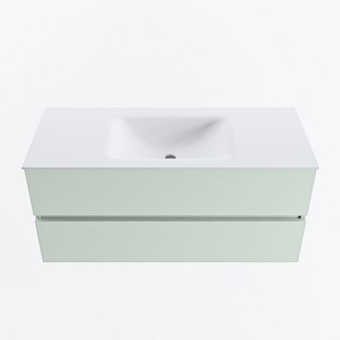 MONDIAZ VICA 110cm badmeubel onderkast Greey 2 lades. Wastafel CLOUD midden 1 kraangat, kleur Talc.