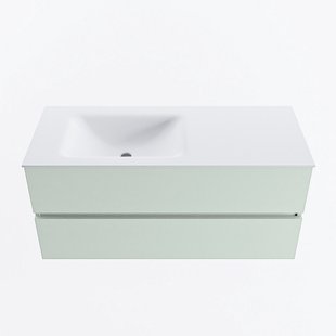 MONDIAZ VICA 110cm badmeubel onderkast Greey 2 lades. Wastafel CLOUD links 1 kraangat, kleur Talc.