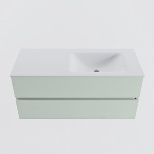 MONDIAZ VICA 110cm badmeubel onderkast Greey 2 lades. Wastafel CLOUD rechts 1 kraangat, kleur Talc.