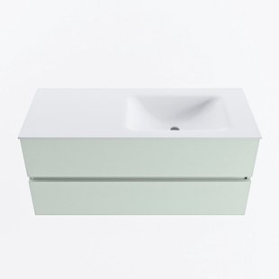 MONDIAZ VICA 110cm badmeubel onderkast Greey 2 lades. Wastafel CLOUD rechts zonder kraangat, kleur Talc.