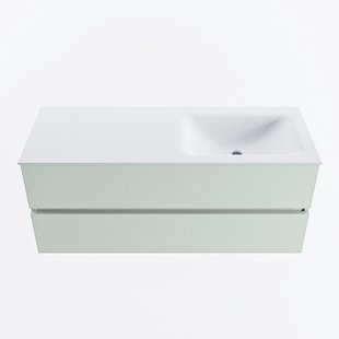 MONDIAZ VICA 120cm badmeubel onderkast Greey 2 lades. Wastafel CLOUD rechts 1 kraangat, kleur Talc.