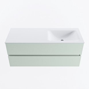 MONDIAZ VICA 120cm badmeubel onderkast Greey 2 lades. Wastafel CLOUD rechts zonder kraangat, kleur Talc.