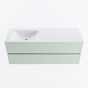 MONDIAZ VICA 130cm badmeubel onderkast Greey 2 lades. Wastafel CLOUD links 1 kraangat, kleur Talc.