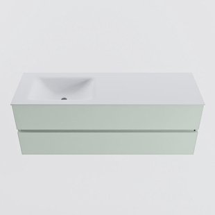 MONDIAZ VICA 140cm badmeubel onderkast Greey 2 lades. Wastafel CLOUD links 1 kraangat, kleur Talc.