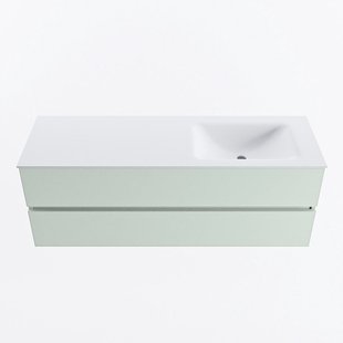 MONDIAZ VICA 140cm badmeubel onderkast Greey 2 lades. Wastafel CLOUD rechts 1 kraangat, kleur Talc.