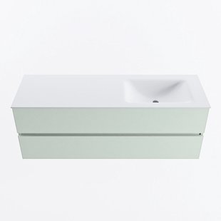 MONDIAZ VICA 140cm badmeubel onderkast Greey 2 lades. Wastafel CLOUD rechts zonder kraangat, kleur Talc.