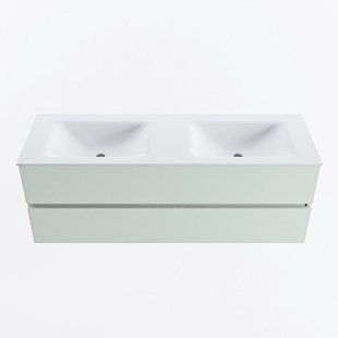 MONDIAZ VICA 140cm badmeubel onderkast Greey 2 lades. Wastafel CLOUD dubbel zonder kraangat, kleur Talc.