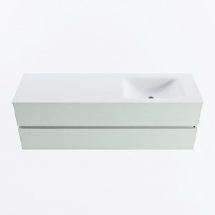 MONDIAZ VICA 150cm badmeubel onderkast Greey 2 lades. Wastafel CLOUD rechts 1 kraangat, kleur Talc.