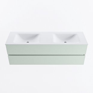 MONDIAZ VICA 150cm badmeubel onderkast Greey 2 lades. Wastafel CLOUD dubbel 2 kraangaten, kleur Talc.