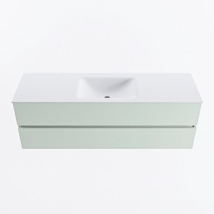 MONDIAZ VICA 150cm badmeubel onderkast Greey 2 lades. Wastafel CLOUD midden zonder kraangat, kleur Talc.