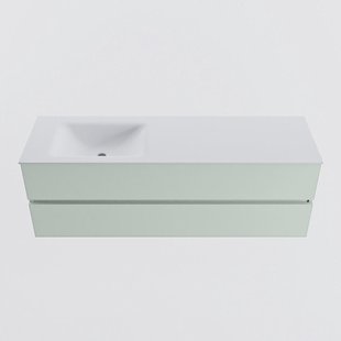 MONDIAZ VICA 150cm badmeubel onderkast Greey 2 lades. Wastafel CLOUD links zonder kraangat, kleur Talc.