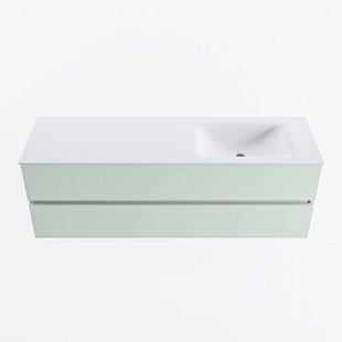 MONDIAZ VICA 150cm badmeubel onderkast Greey 2 lades. Wastafel CLOUD rechts zonder kraangat, kleur Talc.