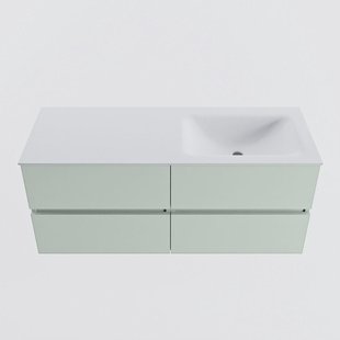 MONDIAZ VICA 120cm badmeubel onderkast Greey 4 lades. Wastafel CLOUD rechts zonder kraangat, kleur Talc.
