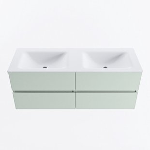 MONDIAZ VICA 130cm badmeubel onderkast Greey 4 lades. Wastafel CLOUD dubbel zonder kraangat, kleur Talc.