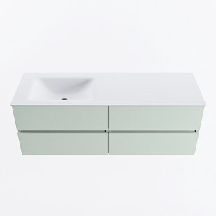MONDIAZ VICA 140cm badmeubel onderkast Greey 4 lades. Wastafel CLOUD links 1 kraangat, kleur Talc.