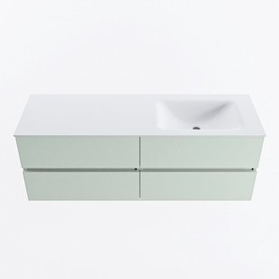 MONDIAZ VICA 140cm badmeubel onderkast Greey 4 lades. Wastafel CLOUD rechts 1 kraangat, kleur Talc.