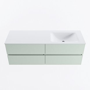 MONDIAZ VICA 140cm badmeubel onderkast Greey 4 lades. Wastafel CLOUD rechts zonder kraangat, kleur Talc.