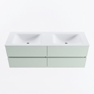 MONDIAZ VICA 140cm badmeubel onderkast Greey 4 lades. Wastafel CLOUD dubbel zonder kraangat, kleur Talc.