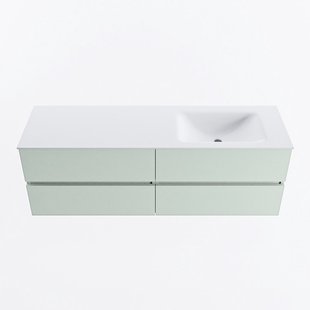 MONDIAZ VICA 150cm badmeubel onderkast Greey 4 lades. Wastafel CLOUD rechts 1 kraangat, kleur Talc.