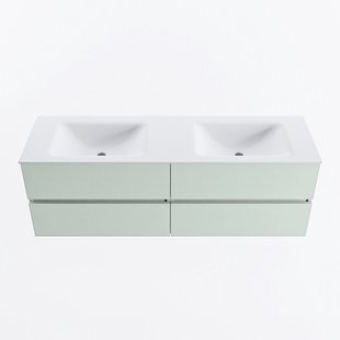 MONDIAZ VICA 150cm badmeubel onderkast Greey 4 lades. Wastafel CLOUD dubbel 2 kraangaten, kleur Talc.