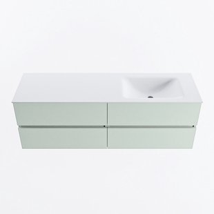 MONDIAZ VICA 150cm badmeubel onderkast Greey 4 lades. Wastafel CLOUD rechts zonder kraangat, kleur Talc.