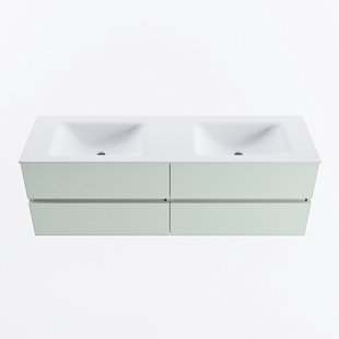 MONDIAZ VICA 150cm badmeubel onderkast Greey 4 lades. Wastafel CLOUD dubbel zonder kraangat, kleur Talc.