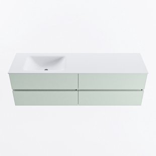 MONDIAZ VICA 160cm badmeubel onderkast Greey 4 lades. Wastafel CLOUD links 1 kraangat, kleur Talc.