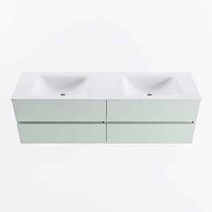 MONDIAZ VICA 160cm badmeubel onderkast Greey 4 lades. Wastafel CLOUD dubbel 2 kraangaten, kleur Talc.