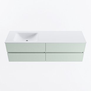 MONDIAZ VICA 160cm badmeubel onderkast Greey 4 lades. Wastafel CLOUD links zonder kraangat, kleur Talc.