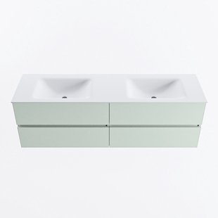 MONDIAZ VICA 160cm badmeubel onderkast Greey 4 lades. Wastafel CLOUD dubbel zonder kraangat, kleur Talc.