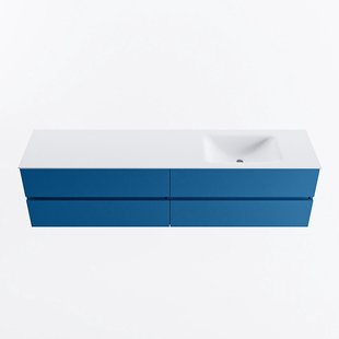 MONDIAZ VICA 190cm badmeubel onderkast Jeans 4 lades. Wastafel CLOUD rechts 1 kraangat, kleur Talc.