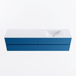 MONDIAZ VICA 190cm badmeubel onderkast Jeans 4 lades. Wastafel CLOUD rechts zonder kraangat, kleur Talc.