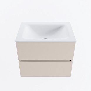 MONDIAZ VICA 60cm badmeubel onderkast Linen 2 lades. Wastafel CLOUD midden 1 kraangat, kleur Talc.